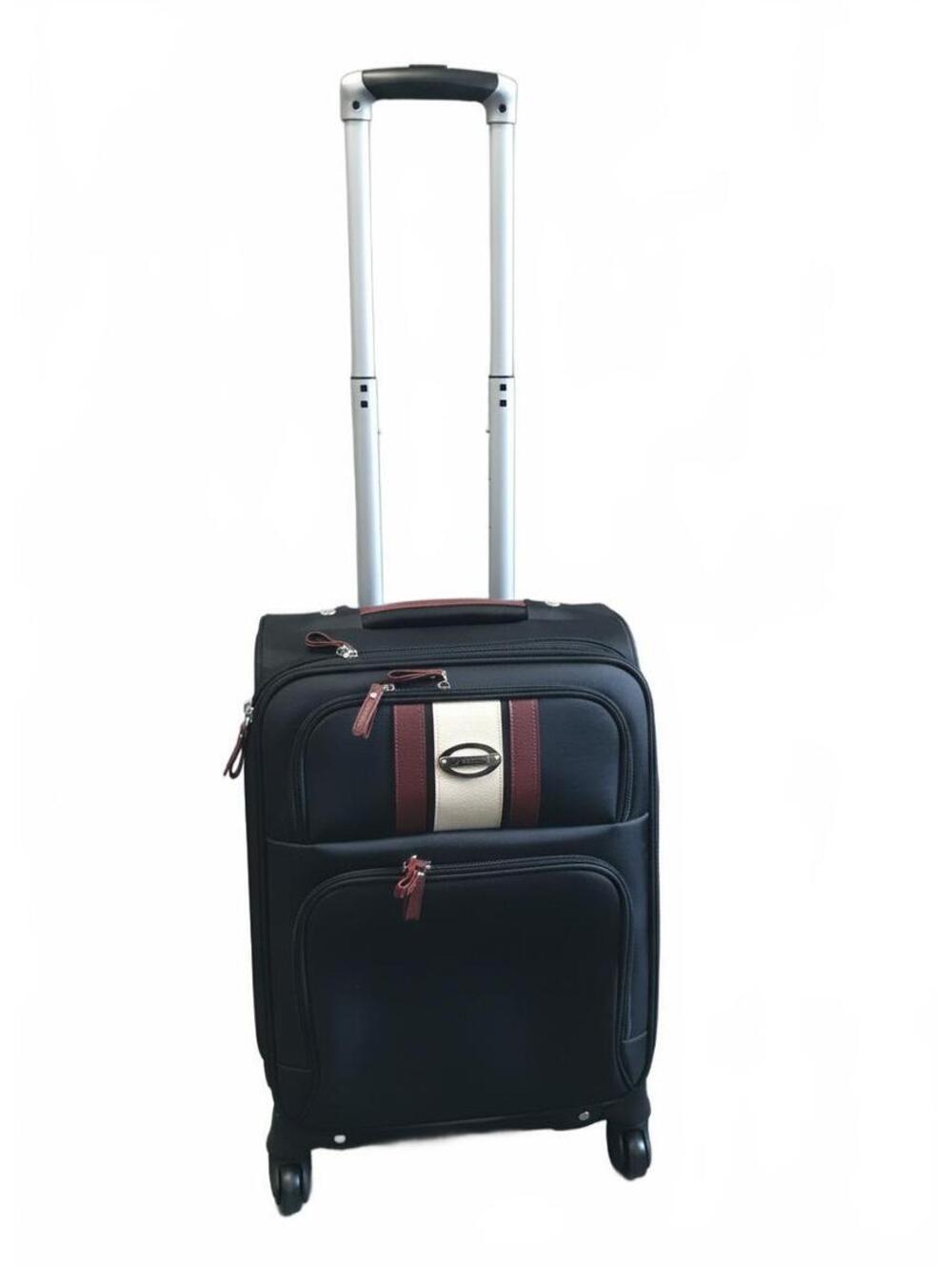 Rosetti Varsity Stripe Navy White Burgundy 20" Carry On Spinner